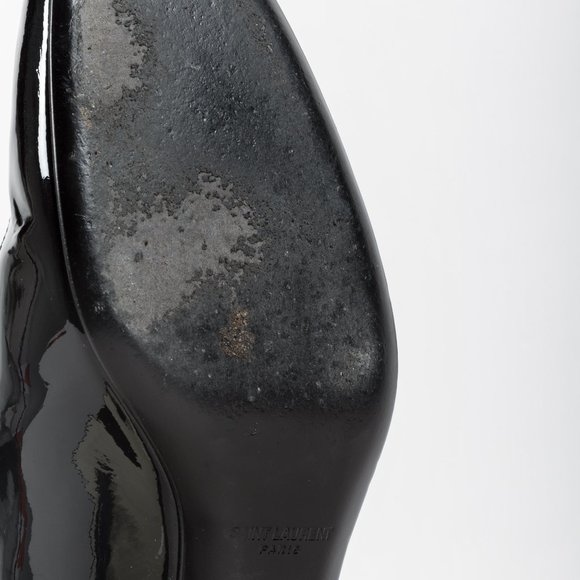 SOLD Saint Laurent Patent Leather Black & White Tassel Loafers - Picture 5 of 9